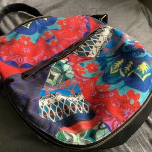 VINTAGE ALIA COLORFUL CANVAS AND VEGAN LEATHER CROSSBODY BAG